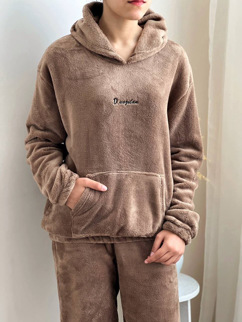 ست شلوار و هودی کلاهدار تدی کد 2152