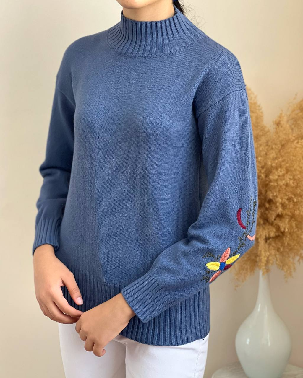 پلیور بافت آستین گلدوزی کد 2153