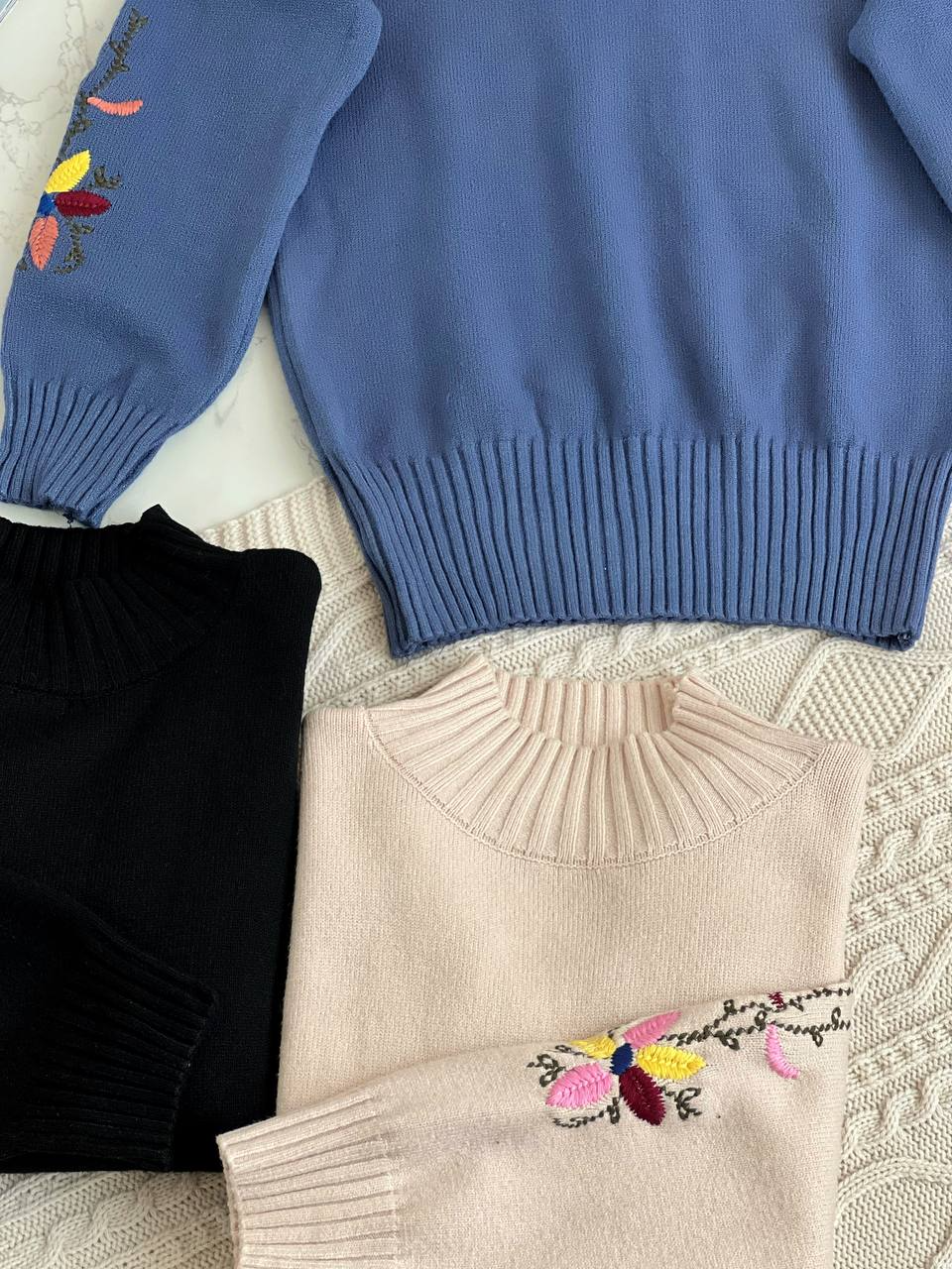 پلیور بافت آستین گلدوزی کد 2153