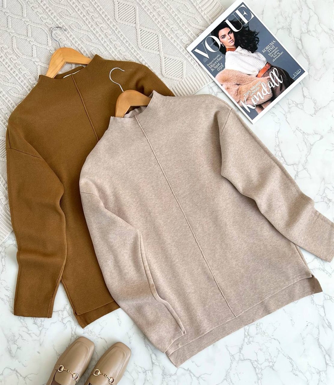 پلیور بافت ساده گرم دار کد 2158