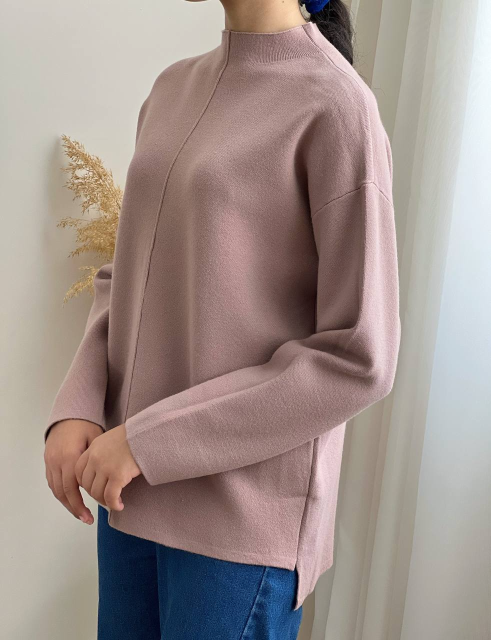 پلیور بافت ساده گرم دار کد 2158