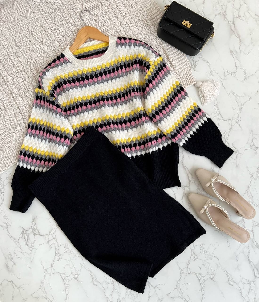 ست بلوز و دامن بافت کد 2160