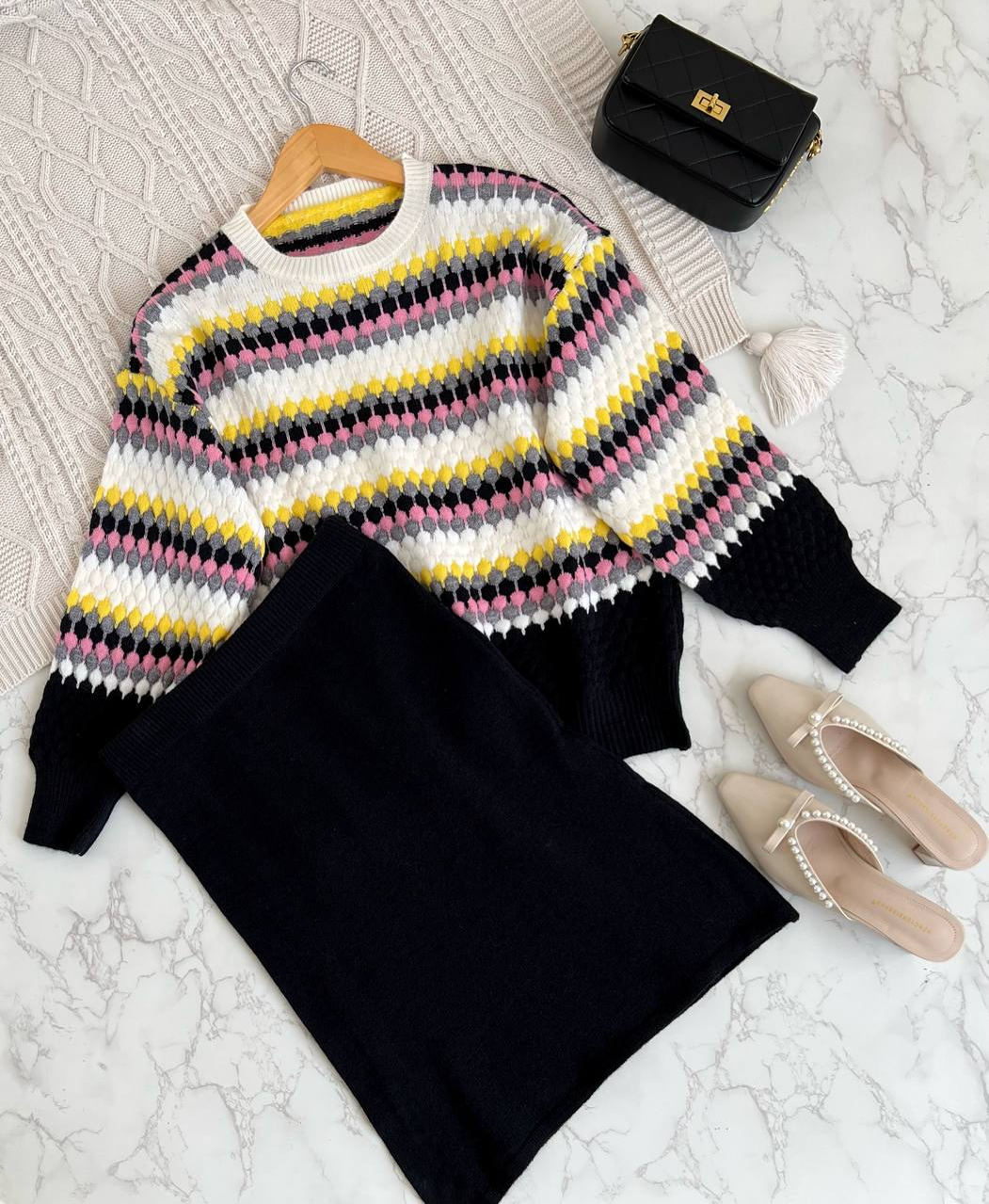 ست بلوز و دامن بافت کد 2160