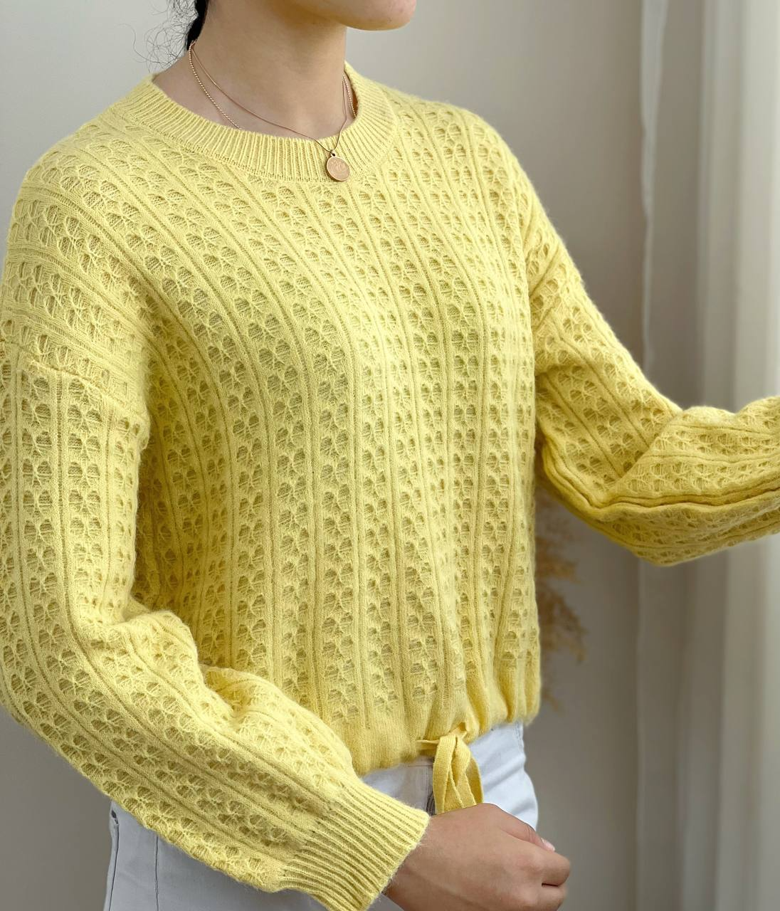 پلیور بافت آستین پف پایین گره ای کد 2165