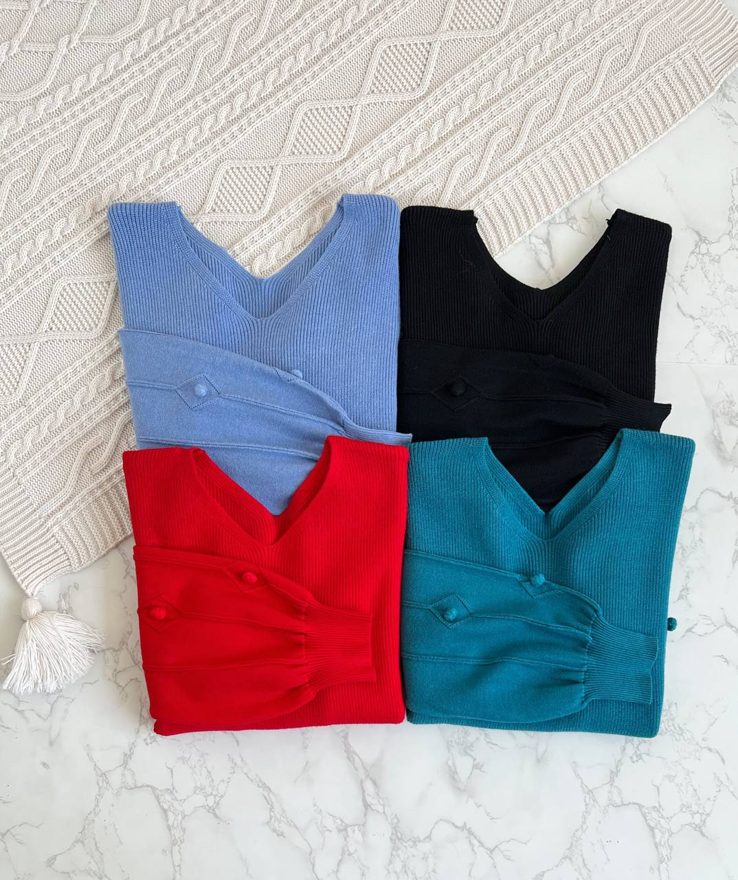 پلیور بافت آستین پف توپی کد 2167