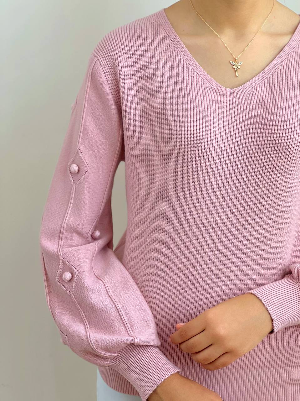 پلیور بافت آستین پف توپی کد 2167