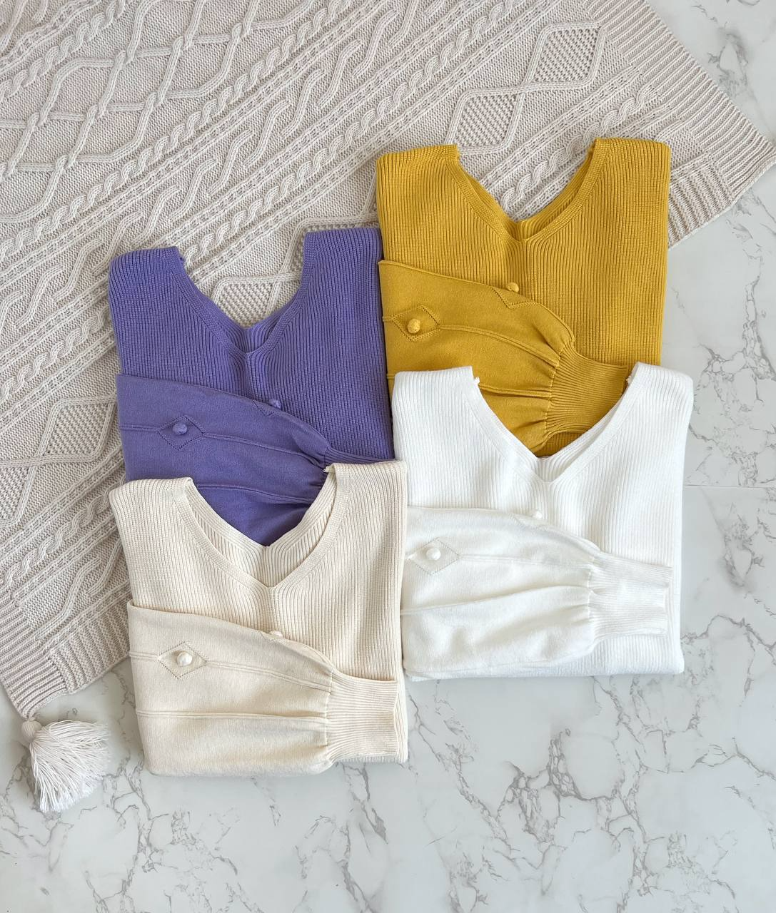 پلیور بافت آستین پف توپی کد 2167