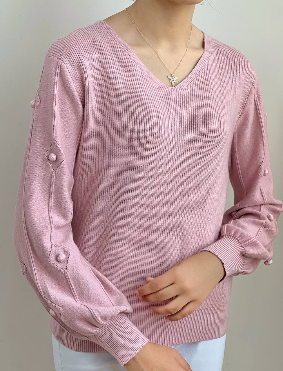 پلیور بافت آستین پف توپی کد 2167