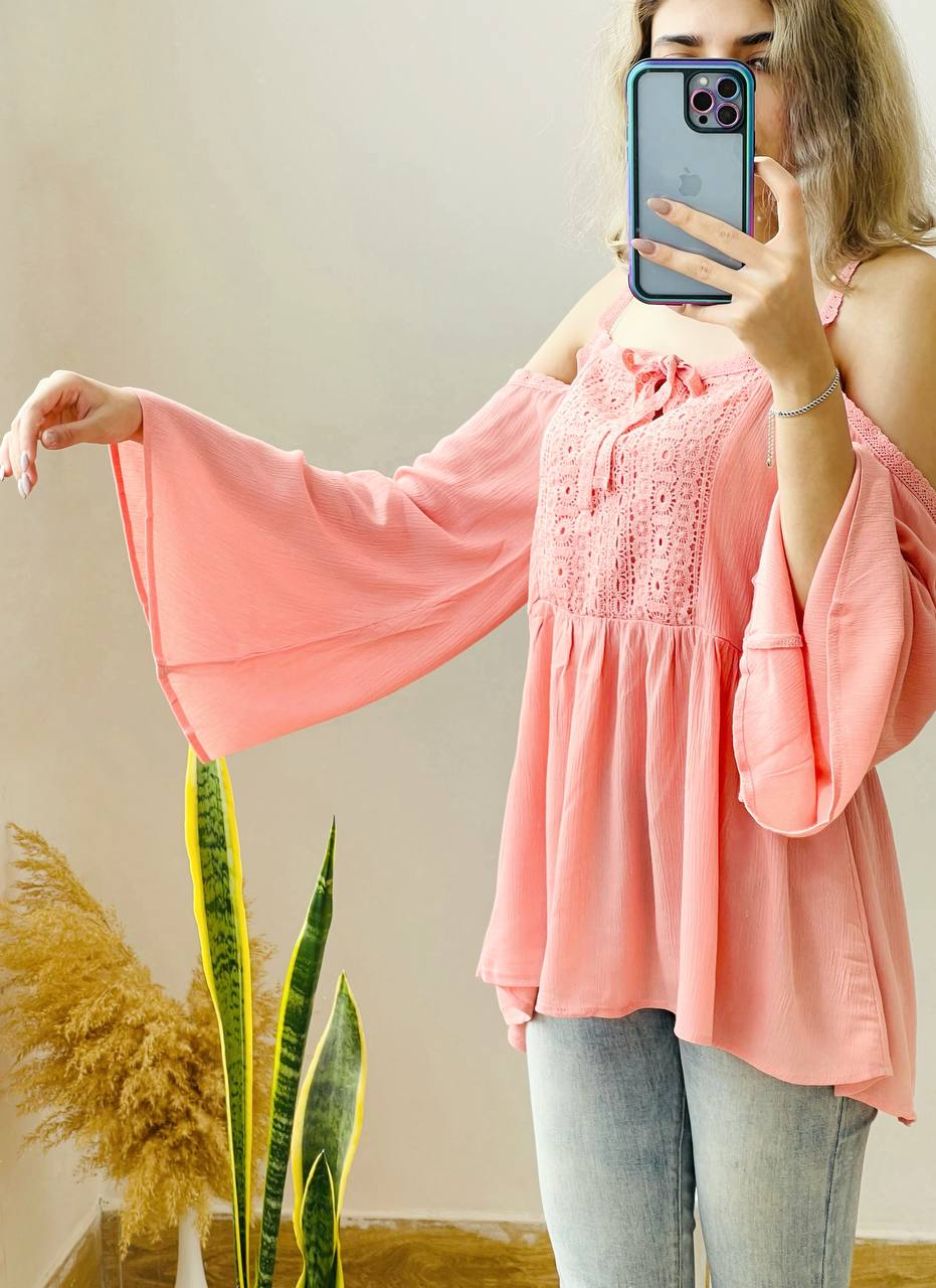 شومیز سرشونه باز کریشه کد 2177