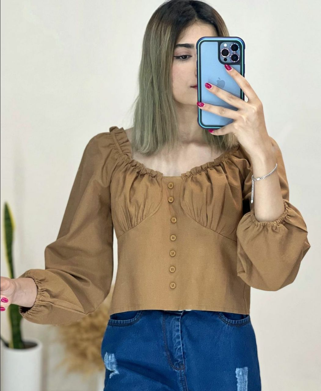 شومیز جلو دکمه عروسکی کد 2185