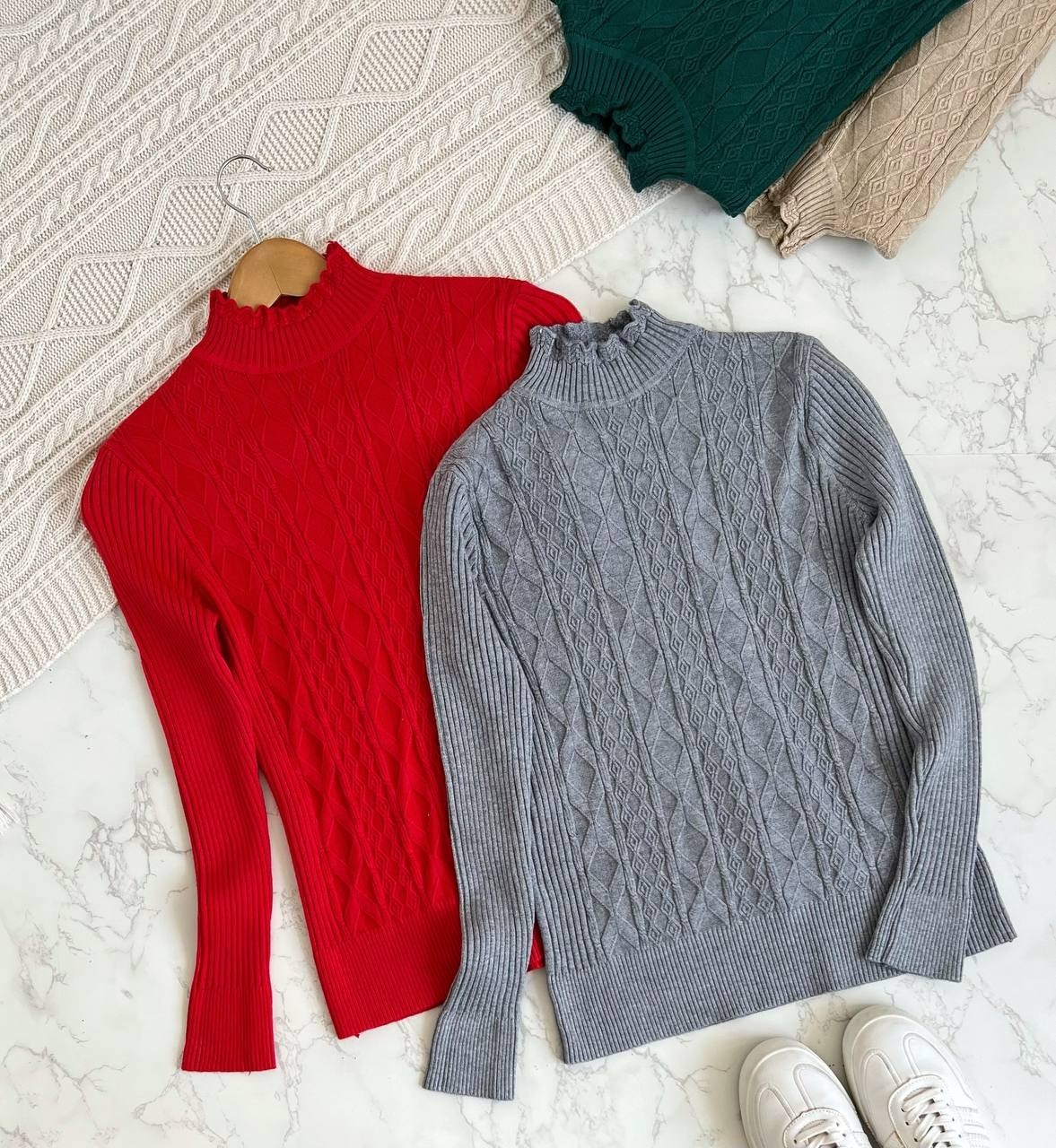 پلیور بافت زنجبری یقه سه سانت کد 2198