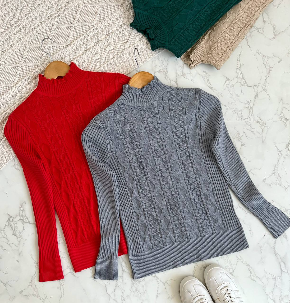 پلیور بافت زنجبری یقه سه سانت کد 2198