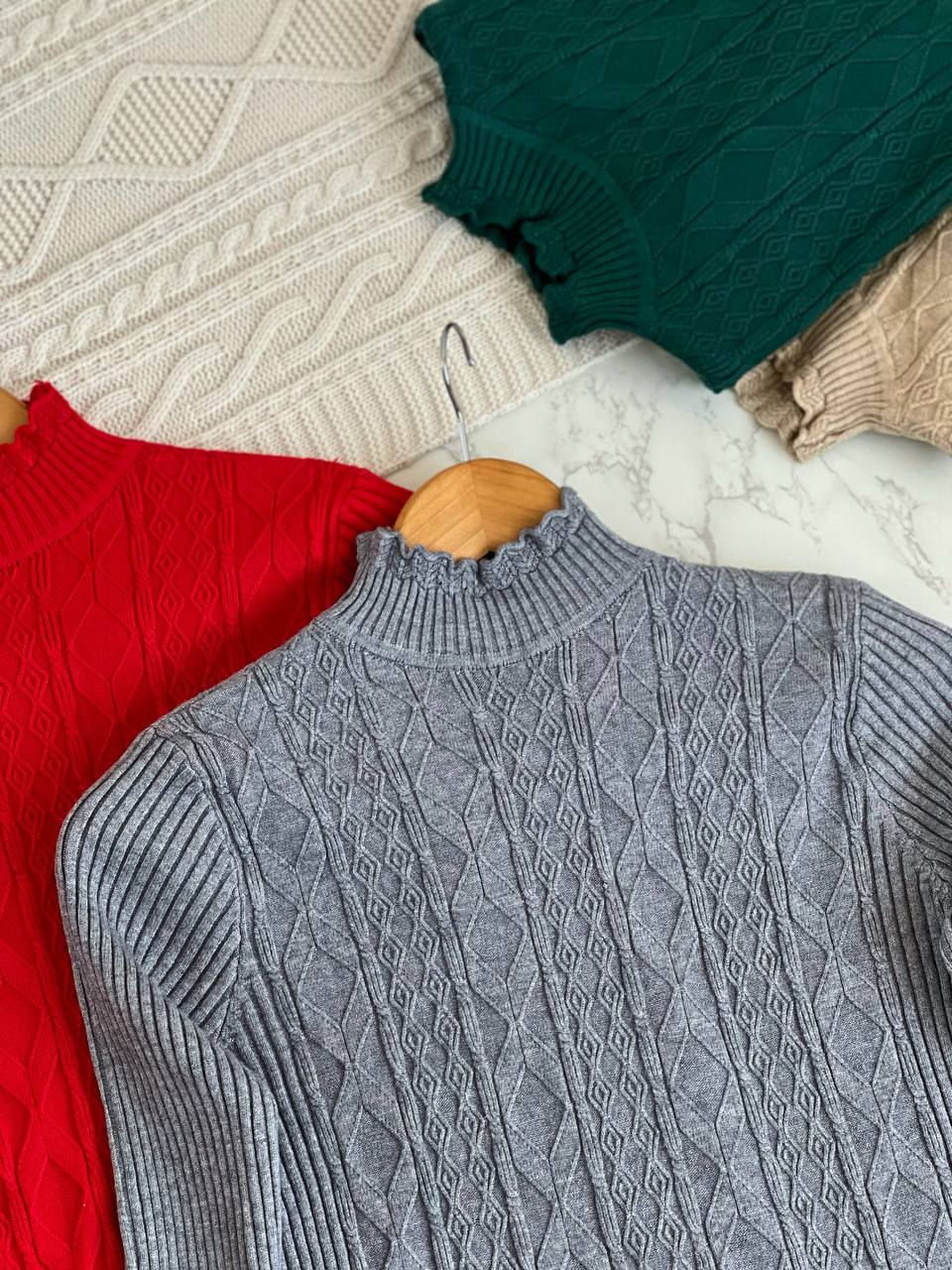 پلیور بافت زنجبری یقه سه سانت کد 2198