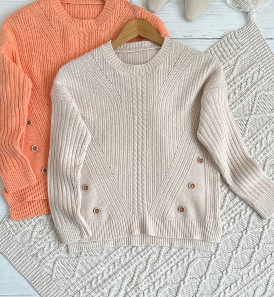 پلیور بافت زنجیری 6 دکمه کد 2204