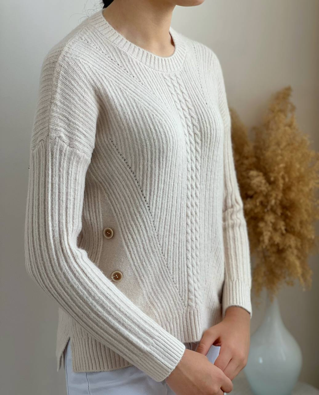 پلیور بافت زنجیری 6 دکمه کد 2204