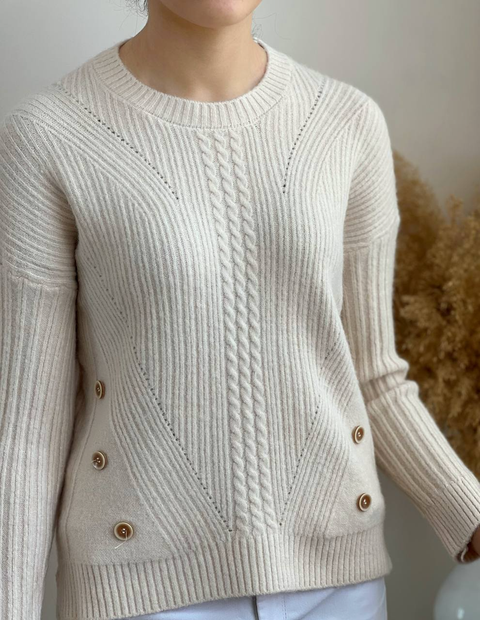 پلیور بافت زنجیری 6 دکمه کد 2204