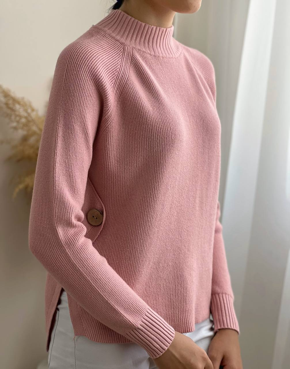 پلیور بافت بغل دکمه یقه سه سانت کد 2205