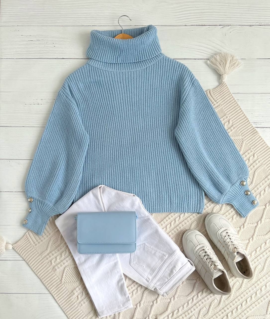 پلیور بافت یقه شل استین پف کد 2206