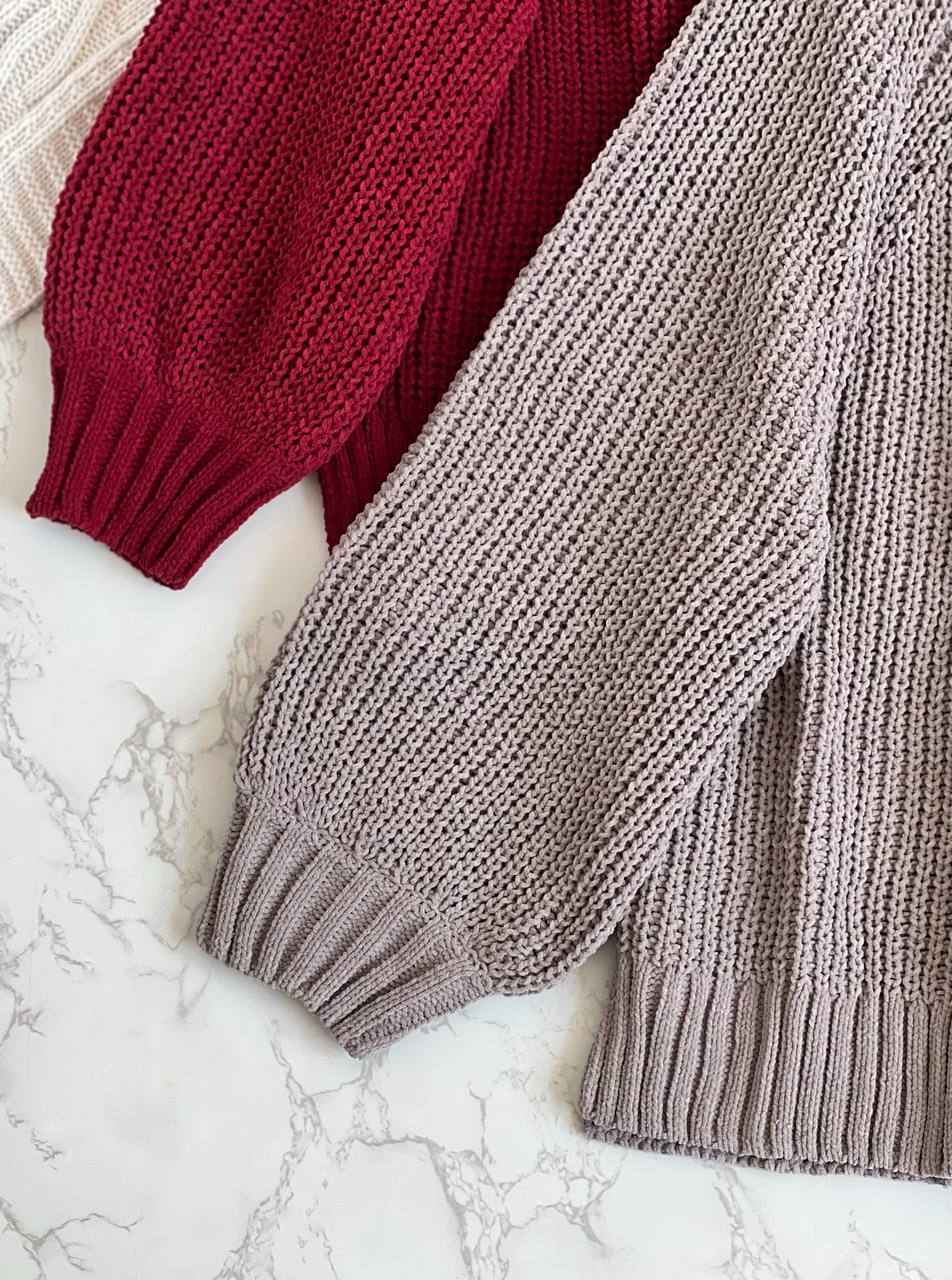 پلیور بافت آستین پف دانه درشت کد 2207