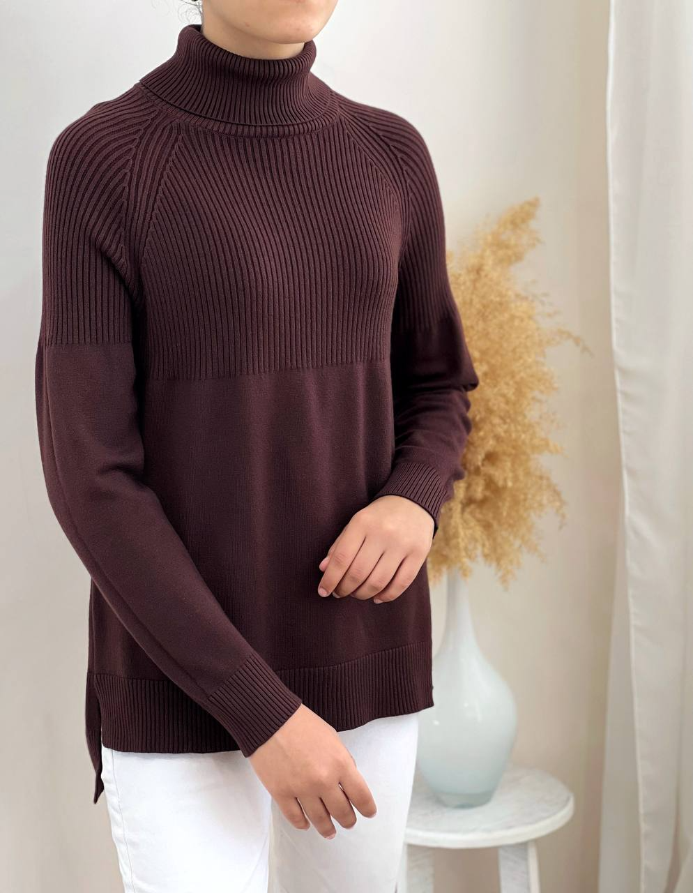 پلیور بافت یقه اسکی بغل چاک کد 2219