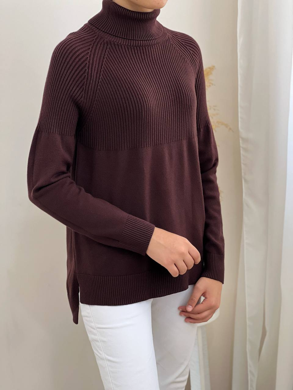 پلیور بافت یقه اسکی بغل چاک کد 2219