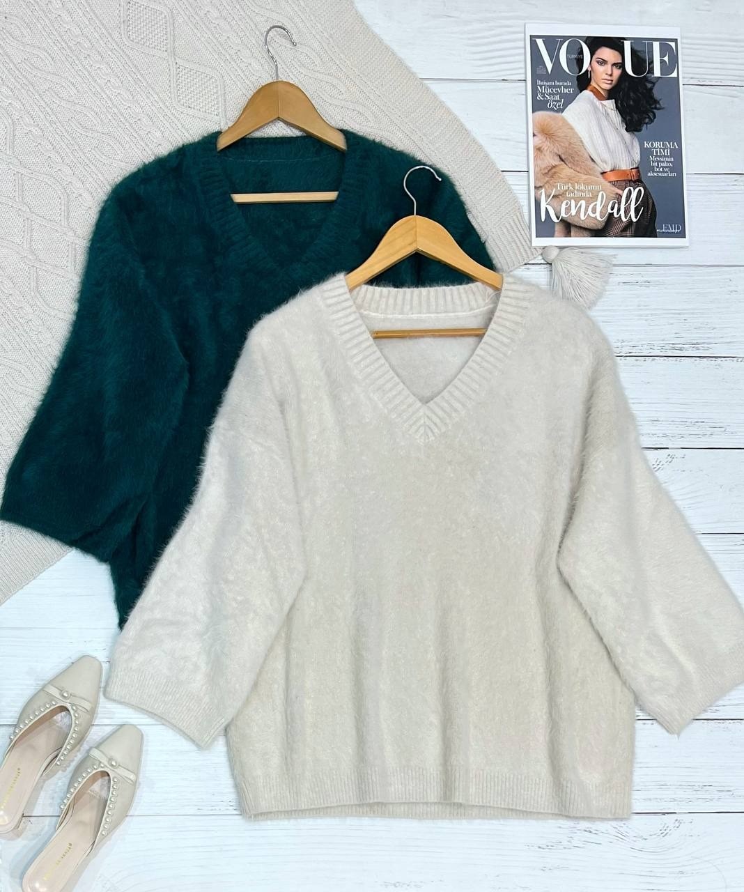 پلیور بافت موهر دار یقه هفت کد 2221