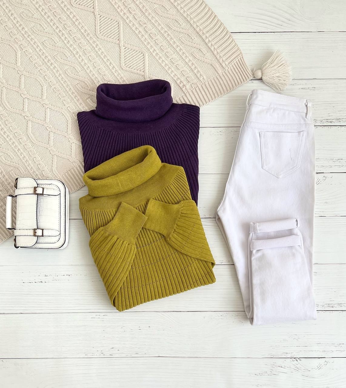 پلیور بافت یقه اسکی آستین مچ دار کد 2224