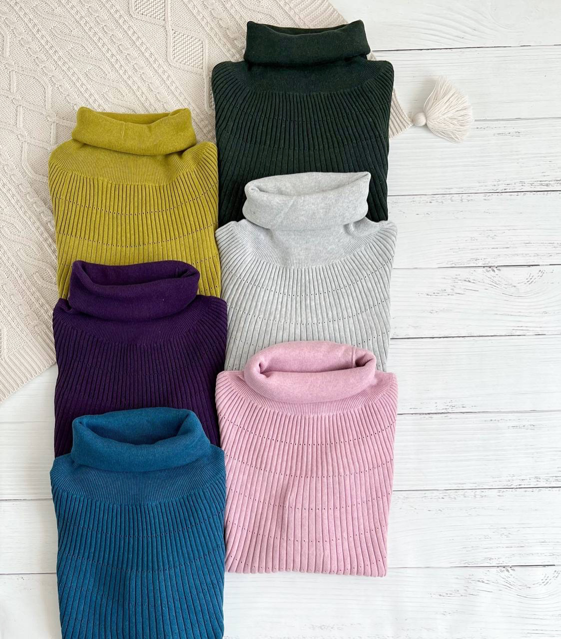 پلیور بافت یقه اسکی آستین مچ دار کد 2224