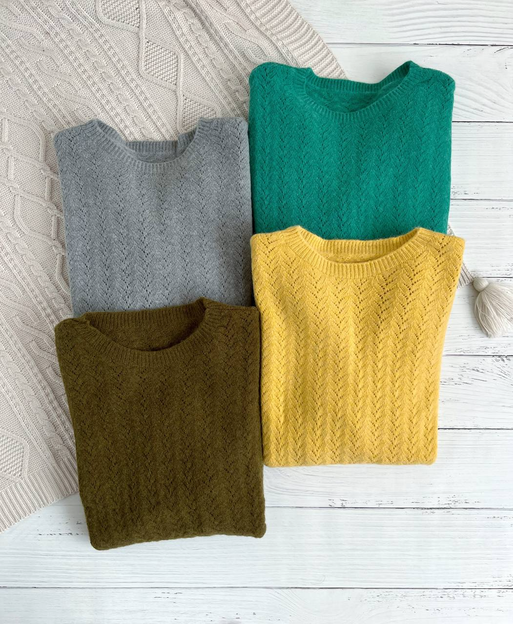 پلیور بافت آستین پف زنجیری کد 2227