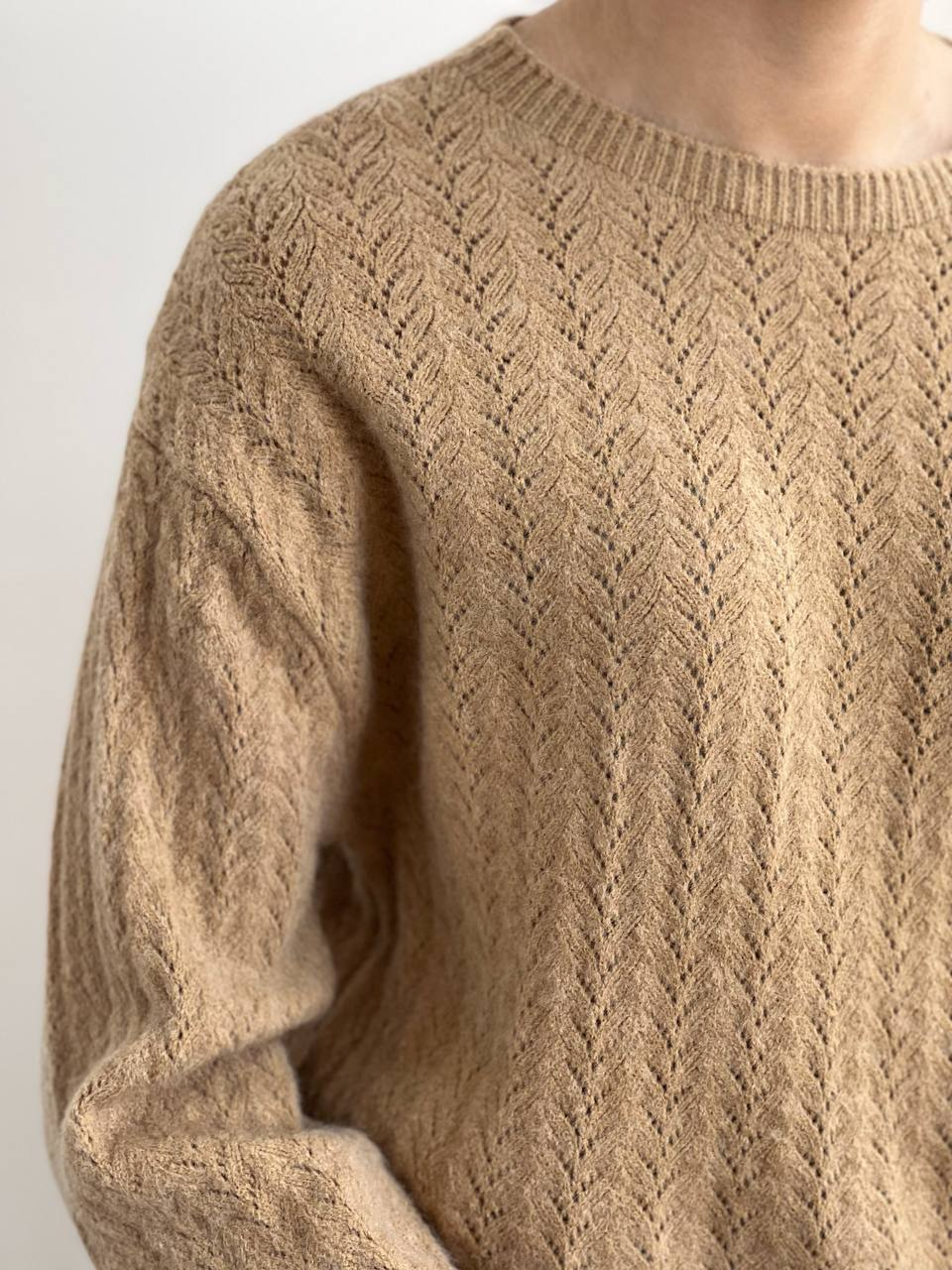 پلیور بافت آستین پف زنجیری کد 2227