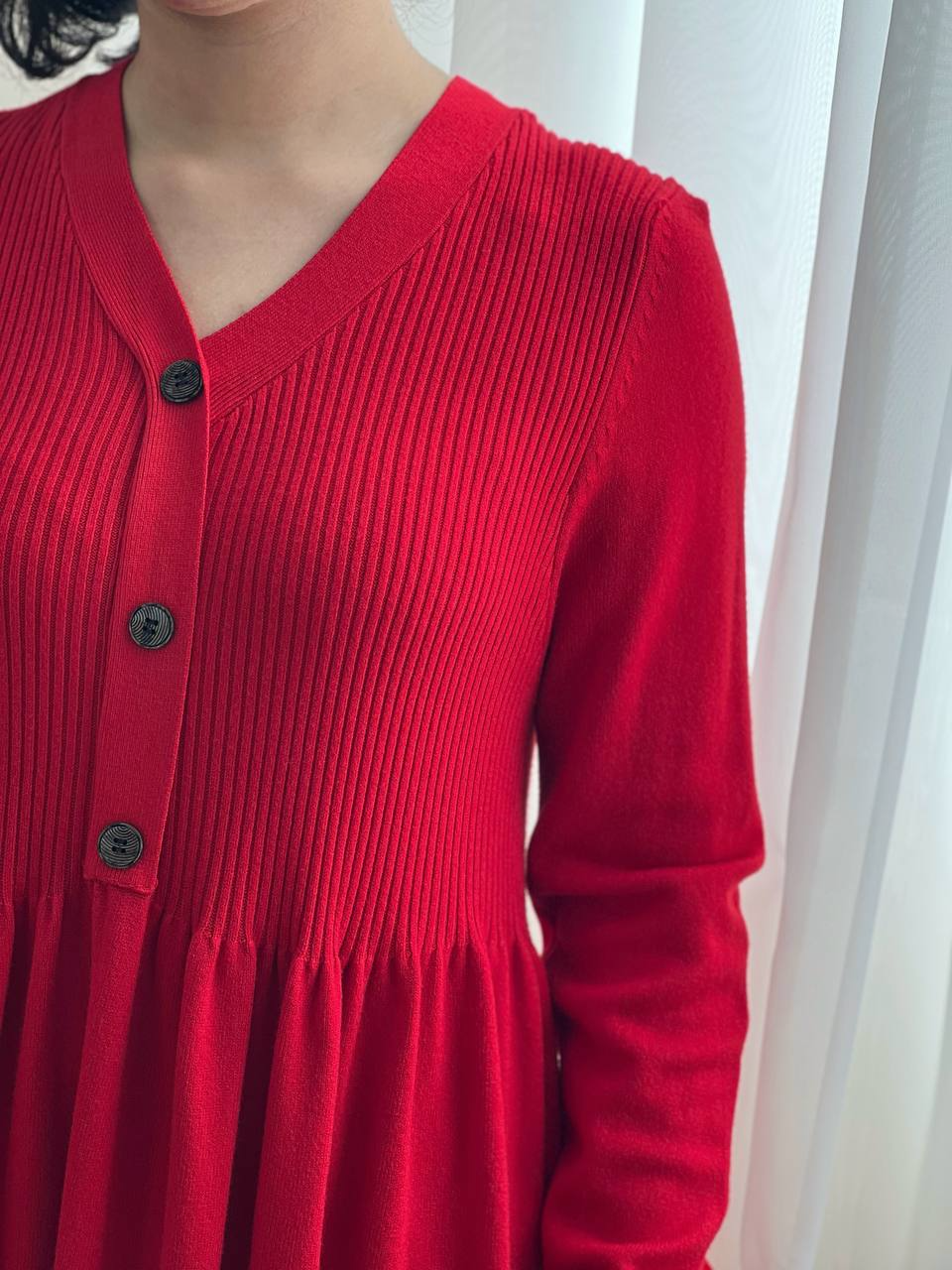 پیراهن بافت عروسکی جلو دکمه کد 2229