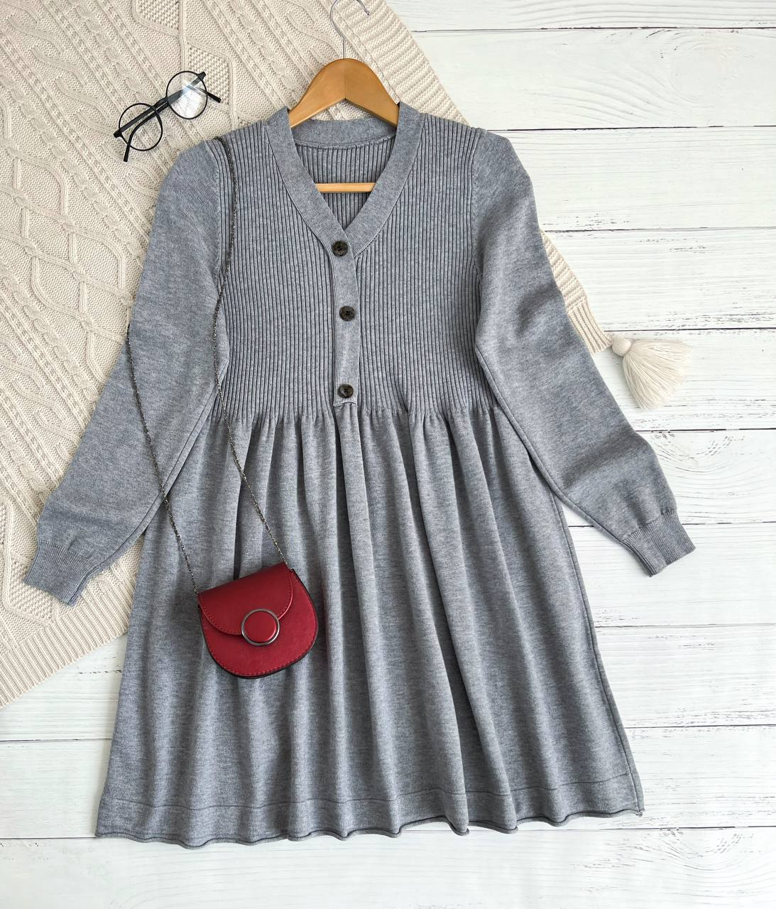 پیراهن بافت عروسکی جلو دکمه کد 2229