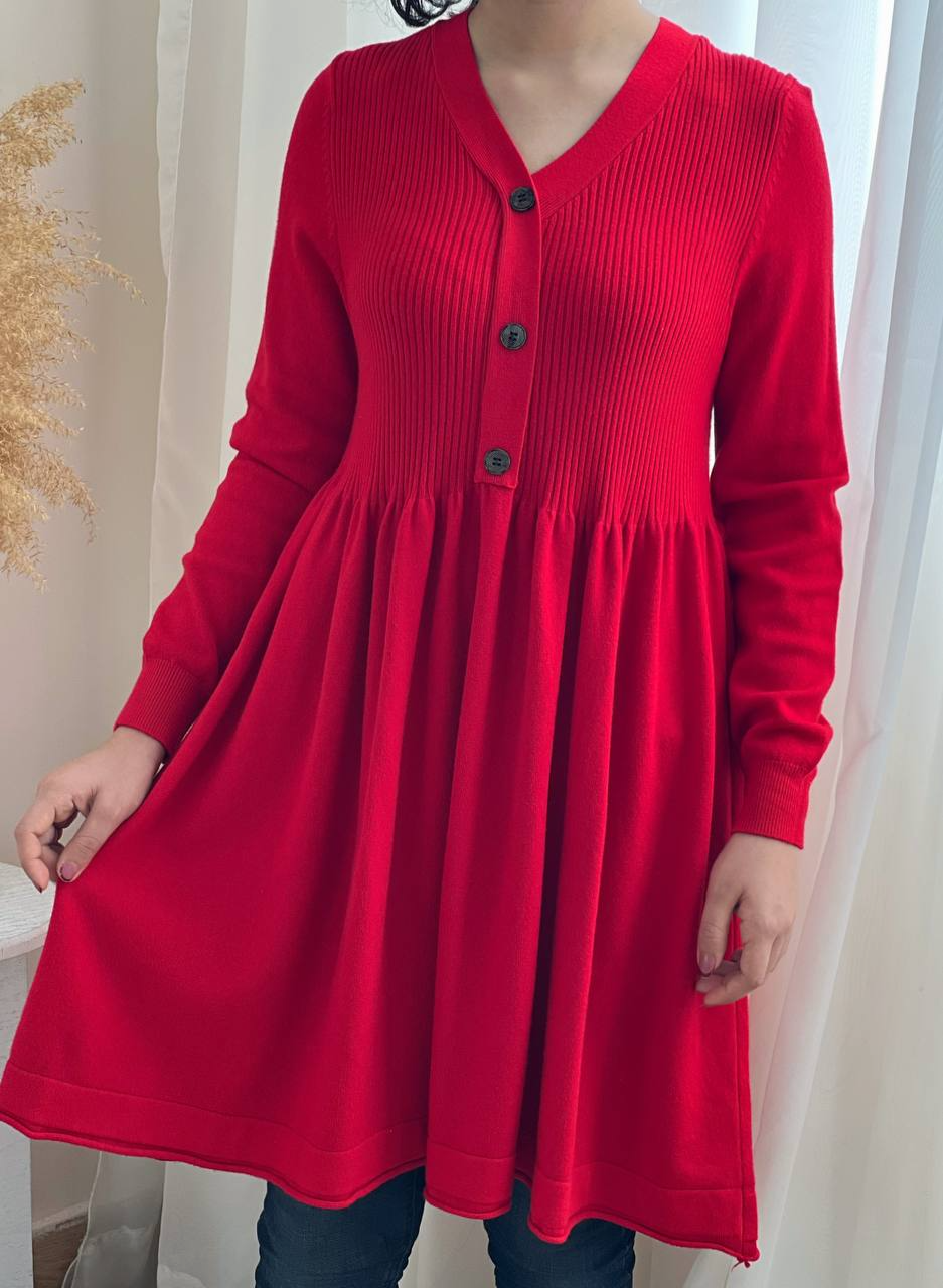 پیراهن بافت عروسکی جلو دکمه کد 2229