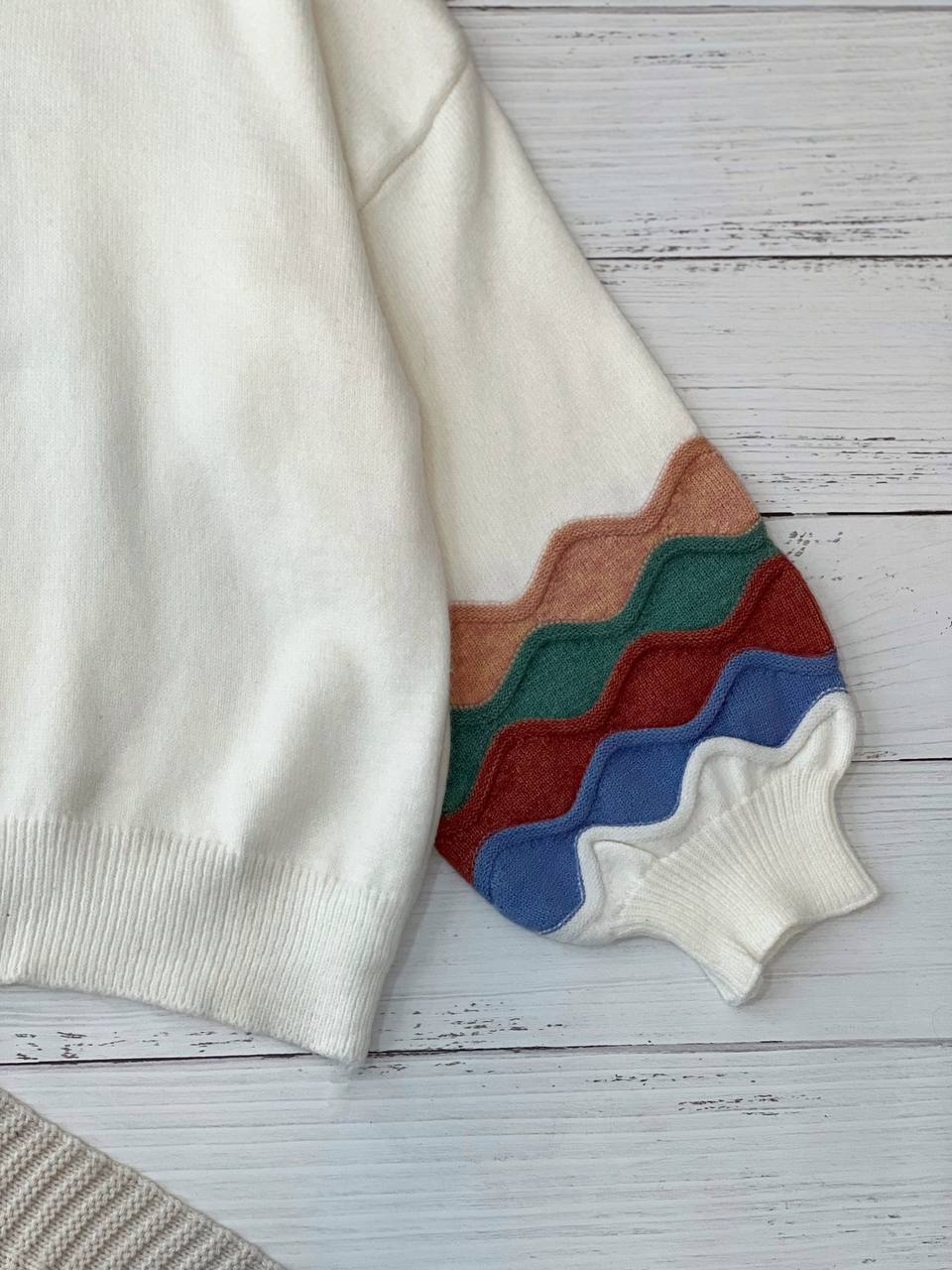 پلیور بافت آستین پف زاپدار کد 2235