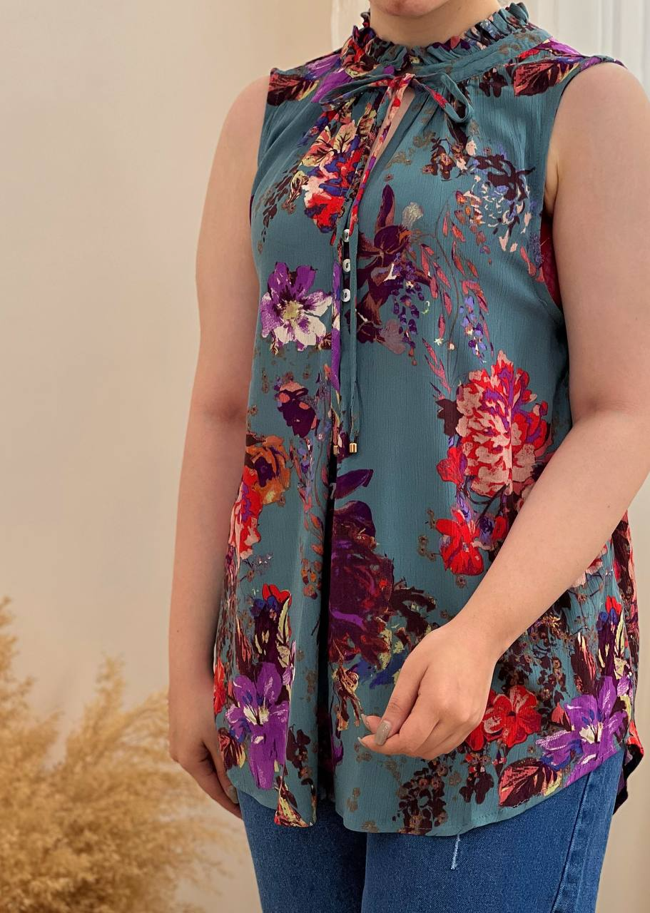 تاپ نخ کریشه گلدار کد 2241