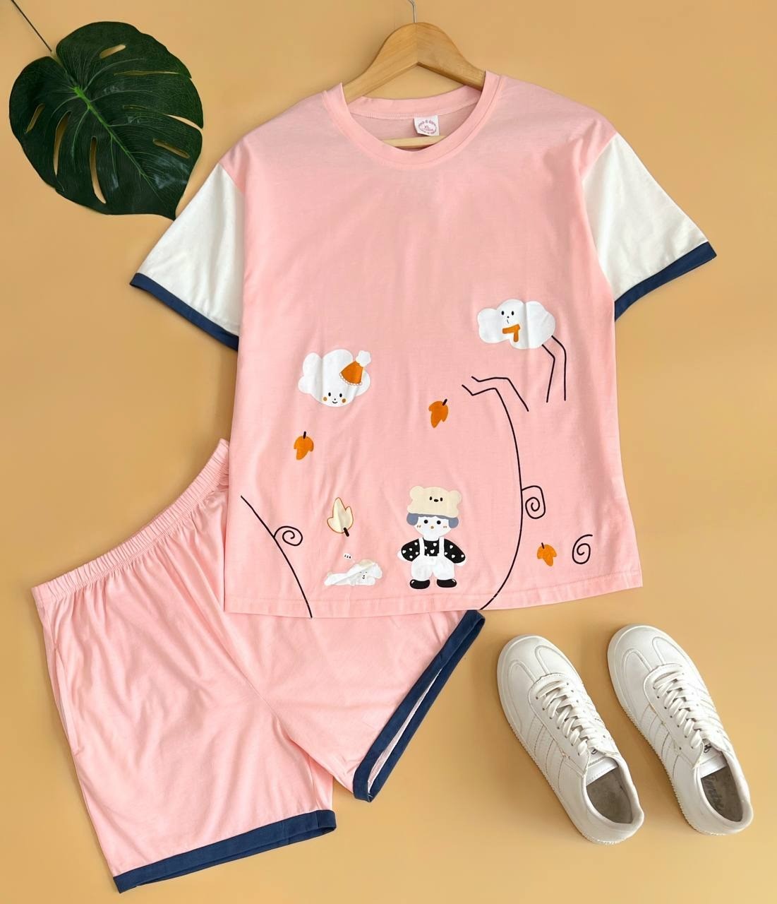 ست بلوز وشلوارک نخ و پنبه کد 2248