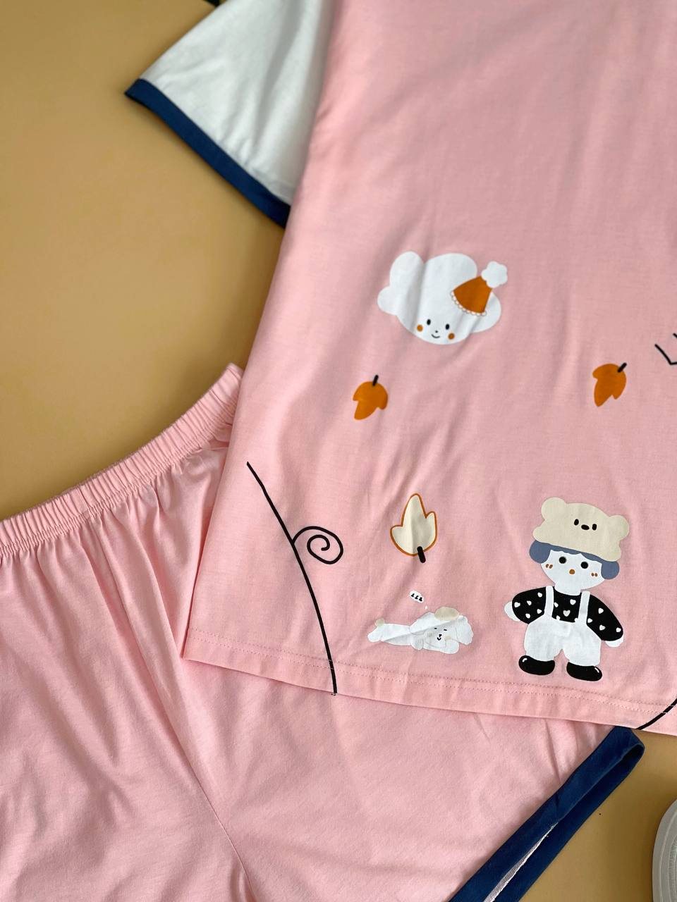 ست بلوز وشلوارک نخ و پنبه کد 2248