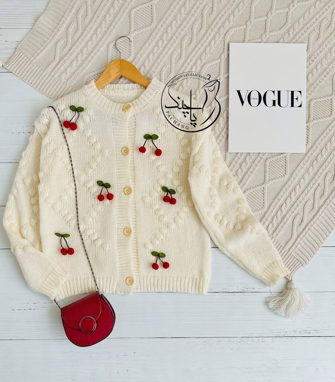 ژاکت بافت آلبالویی کد 2251