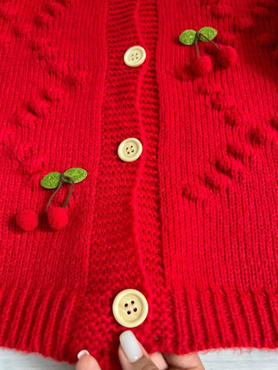 ژاکت بافت آلبالویی کد 2251