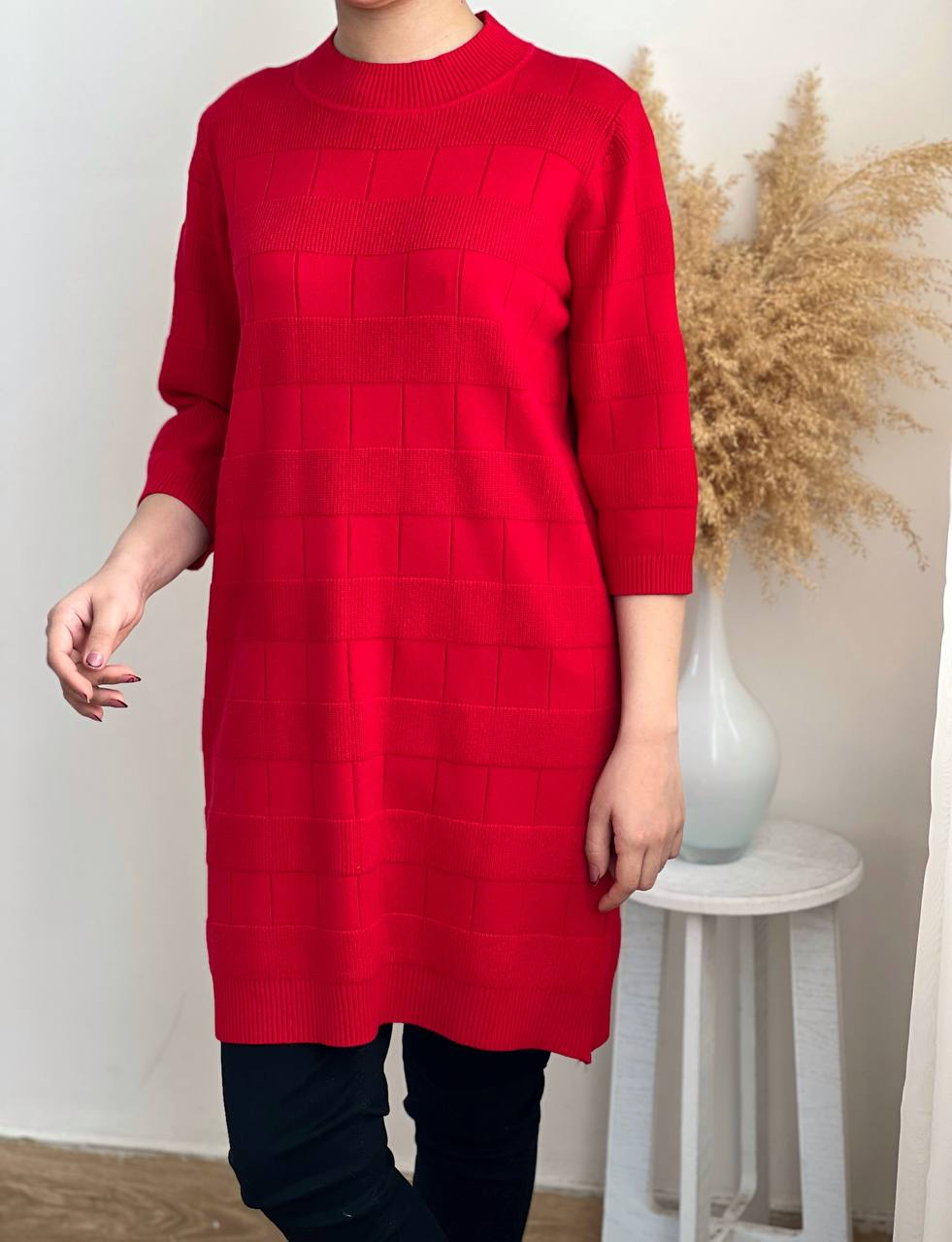 پیراهن بافت آستین سه ربع کد 2252