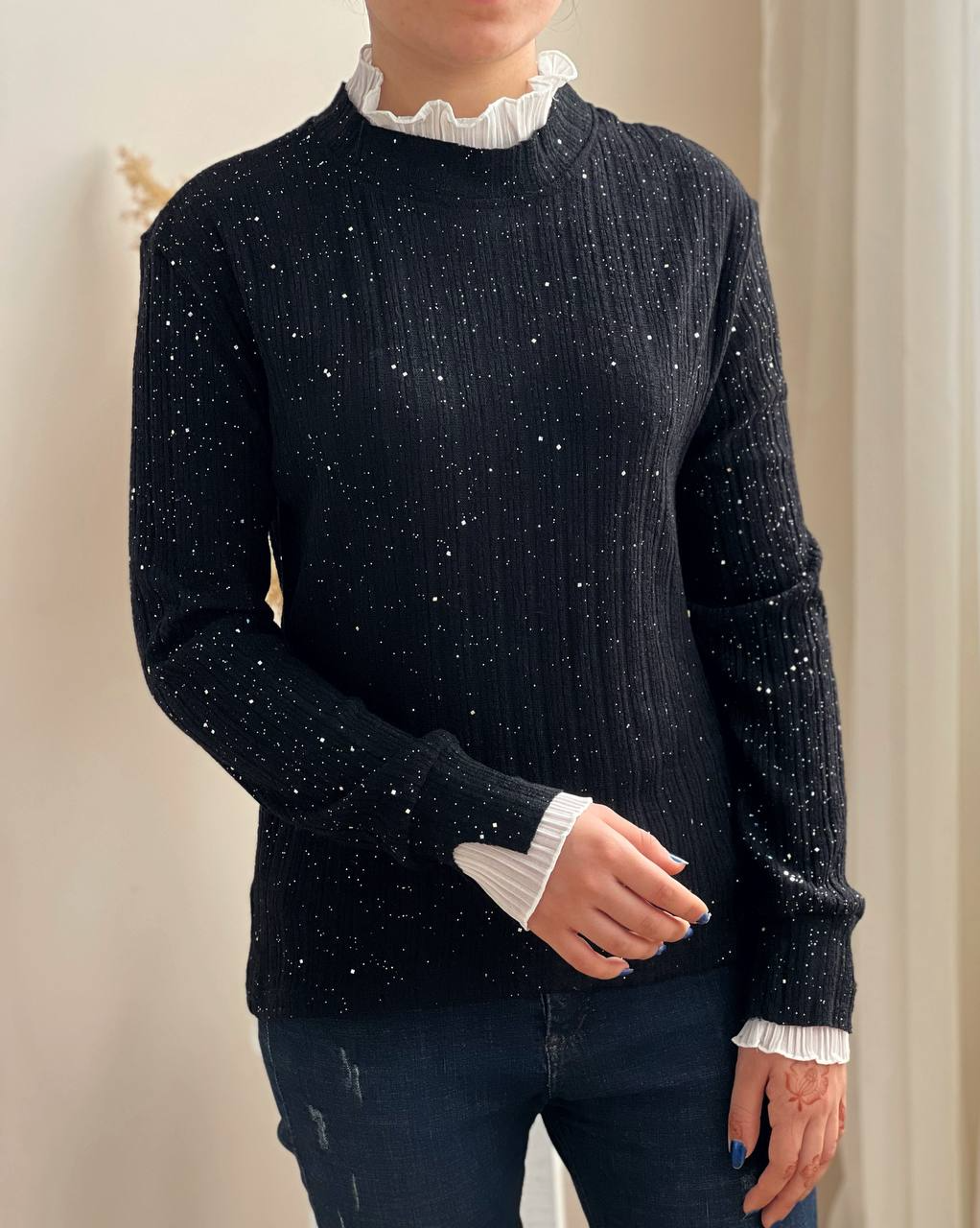 بلوز بافت اکلیل دار کد 2253