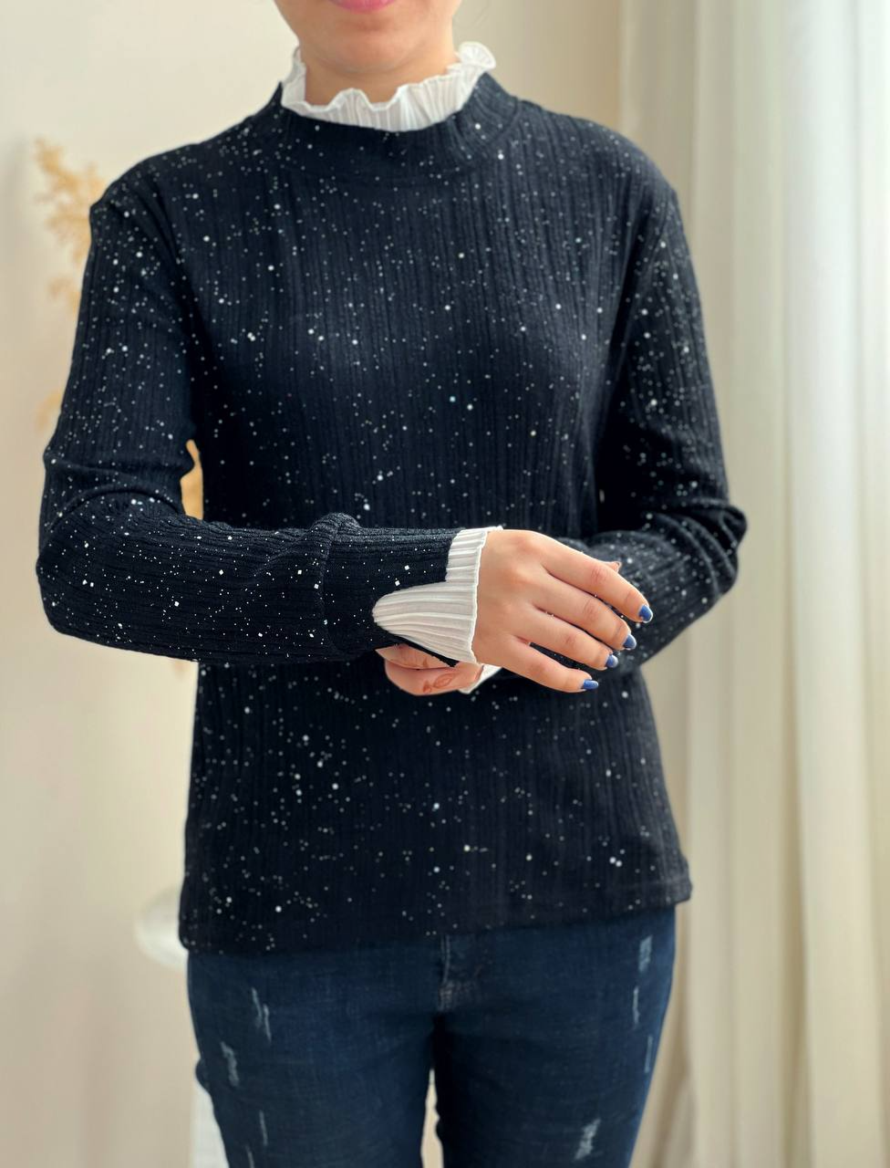 بلوز بافت اکلیل دار کد 2253