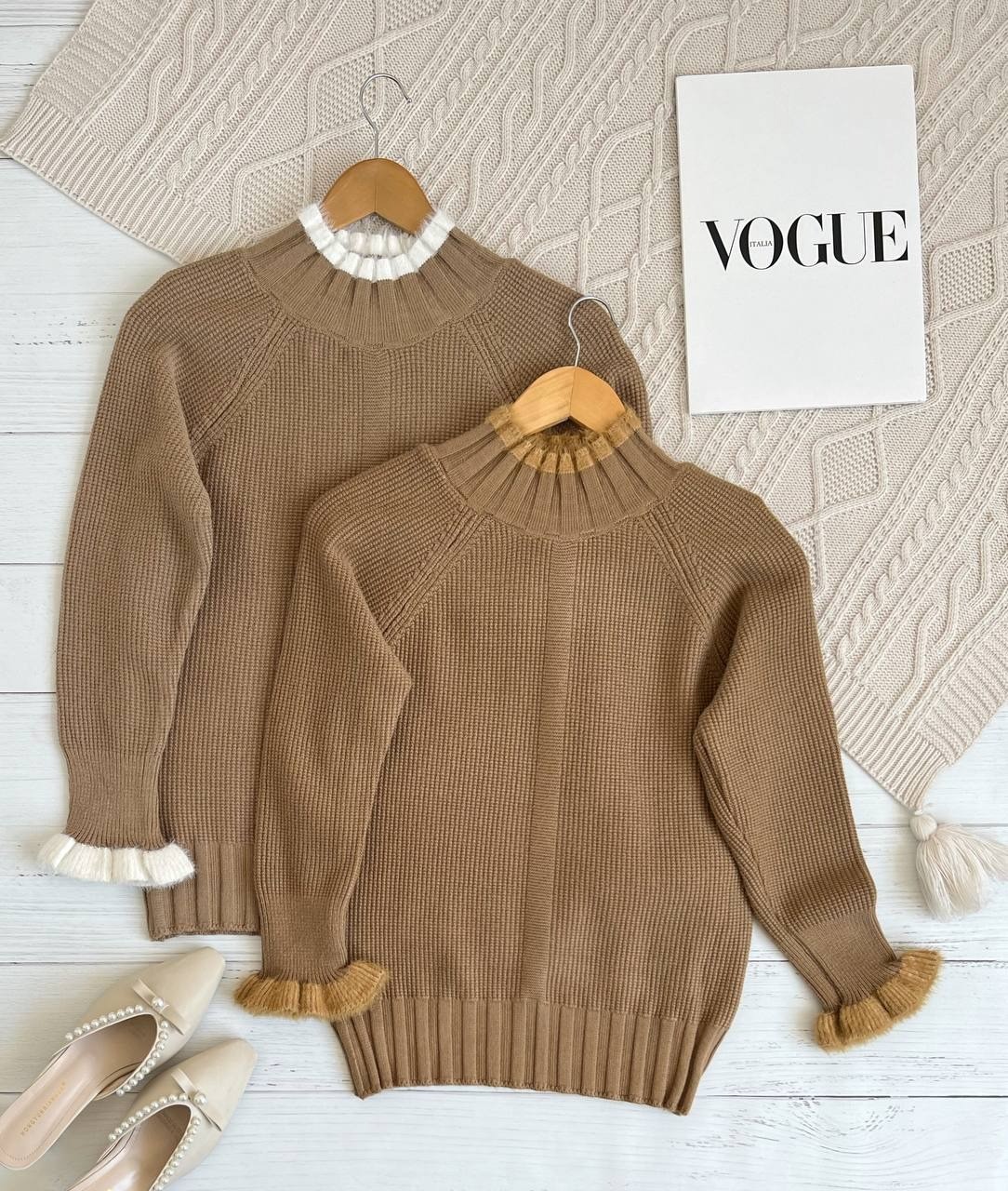 پلیور بافت سرآستین چین دار کد 2255