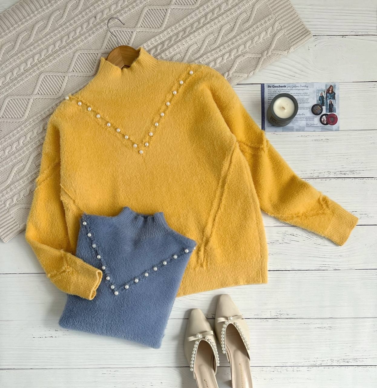 پلیور بافت موهر مرواریدی کد 2262