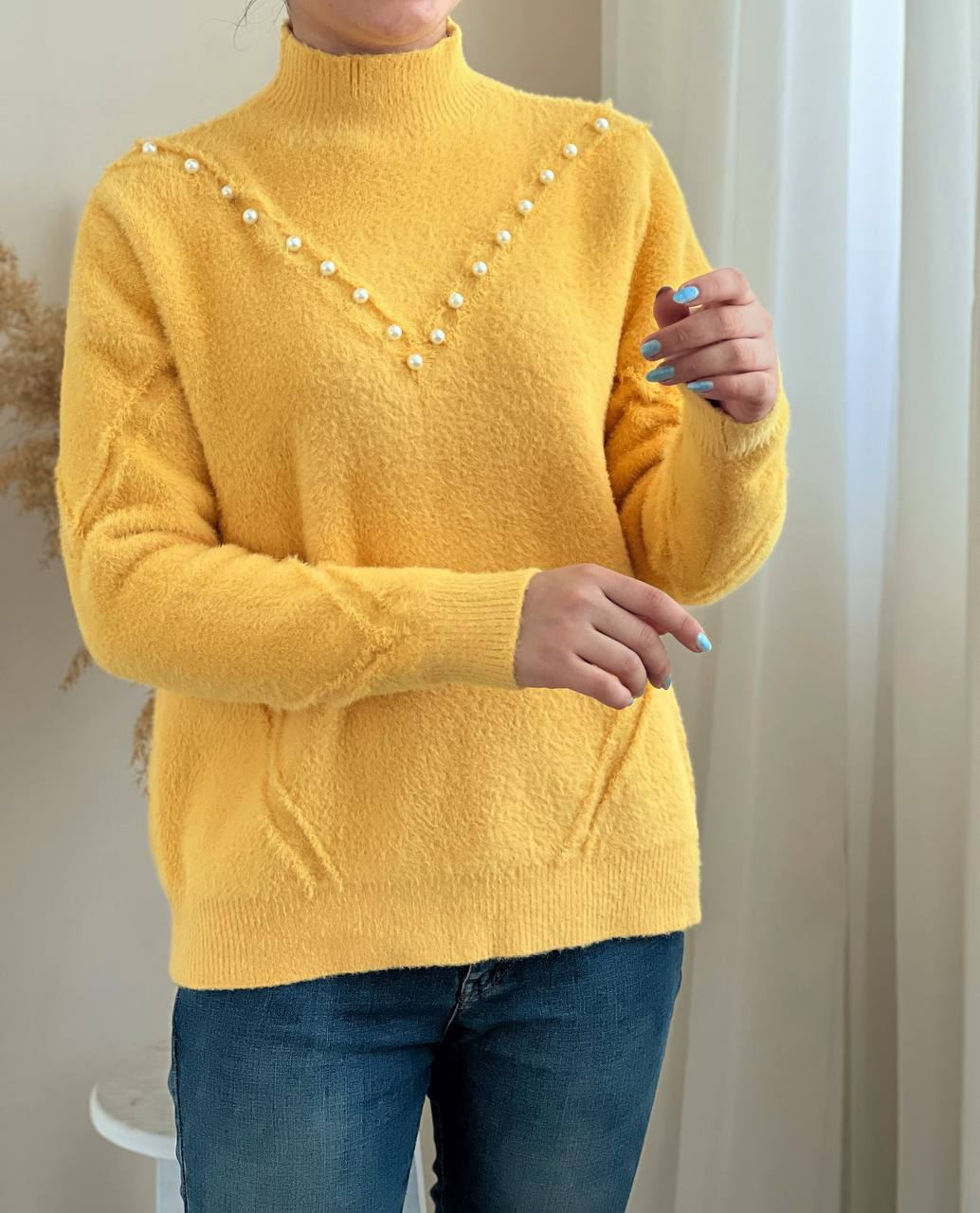 پلیور بافت موهر مرواریدی کد 2262