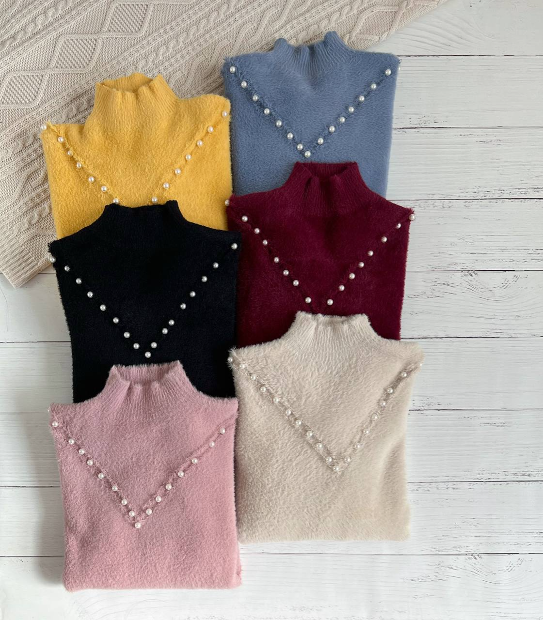 پلیور بافت موهر مرواریدی کد 2262