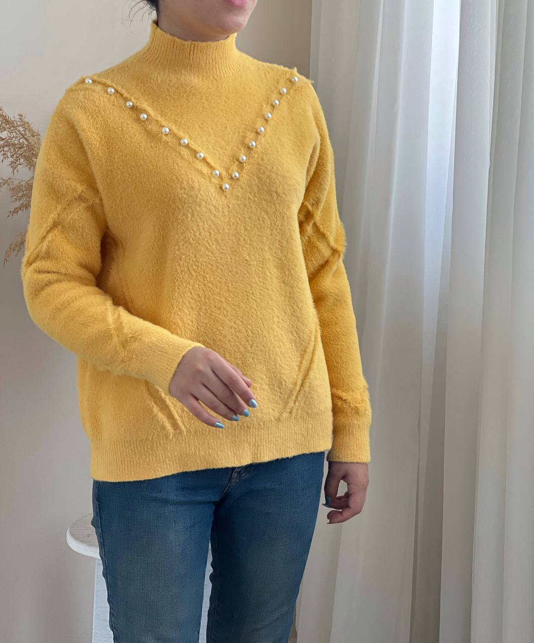 پلیور بافت موهر مرواریدی کد 2262