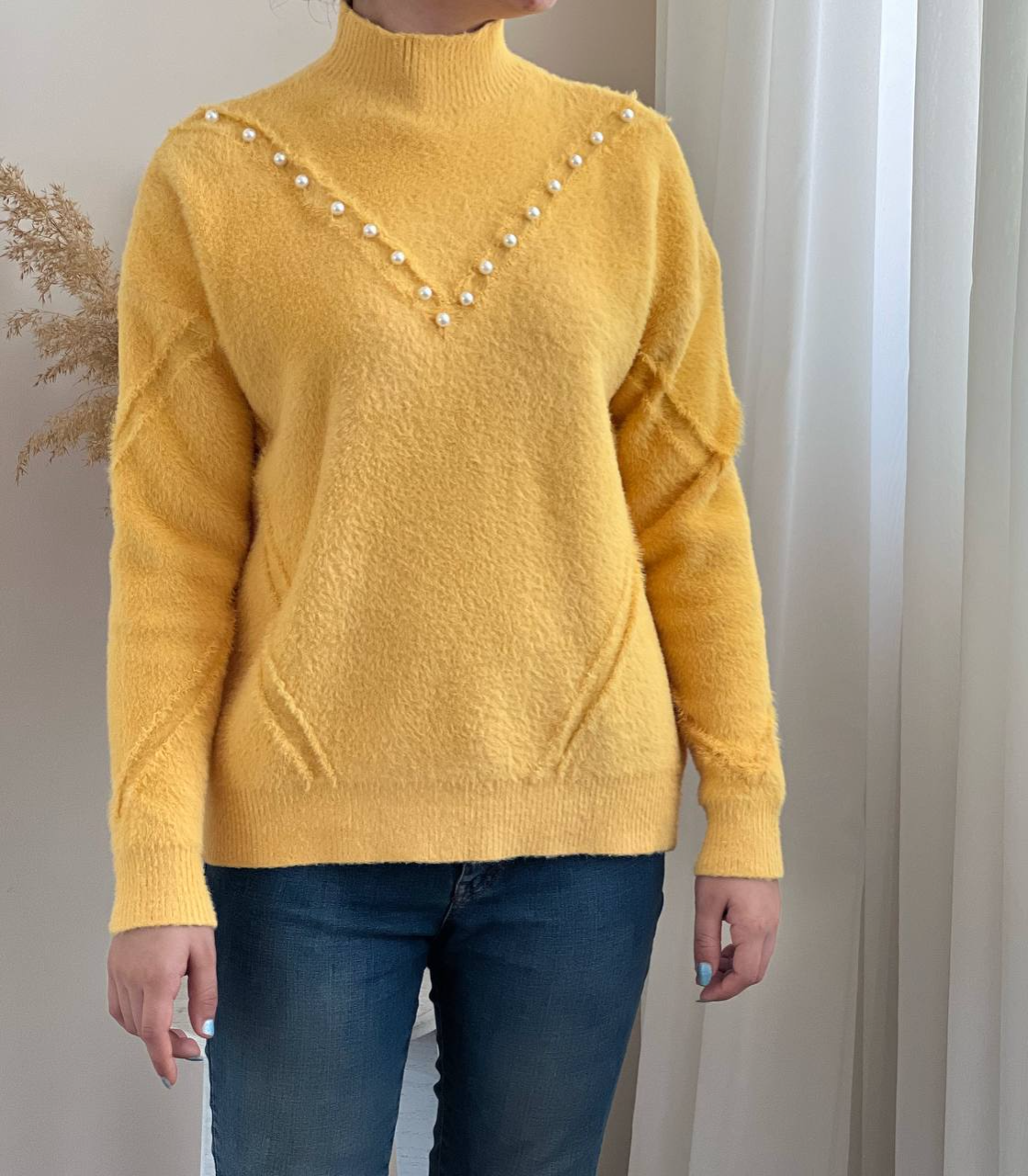 پلیور بافت موهر مرواریدی کد 2262