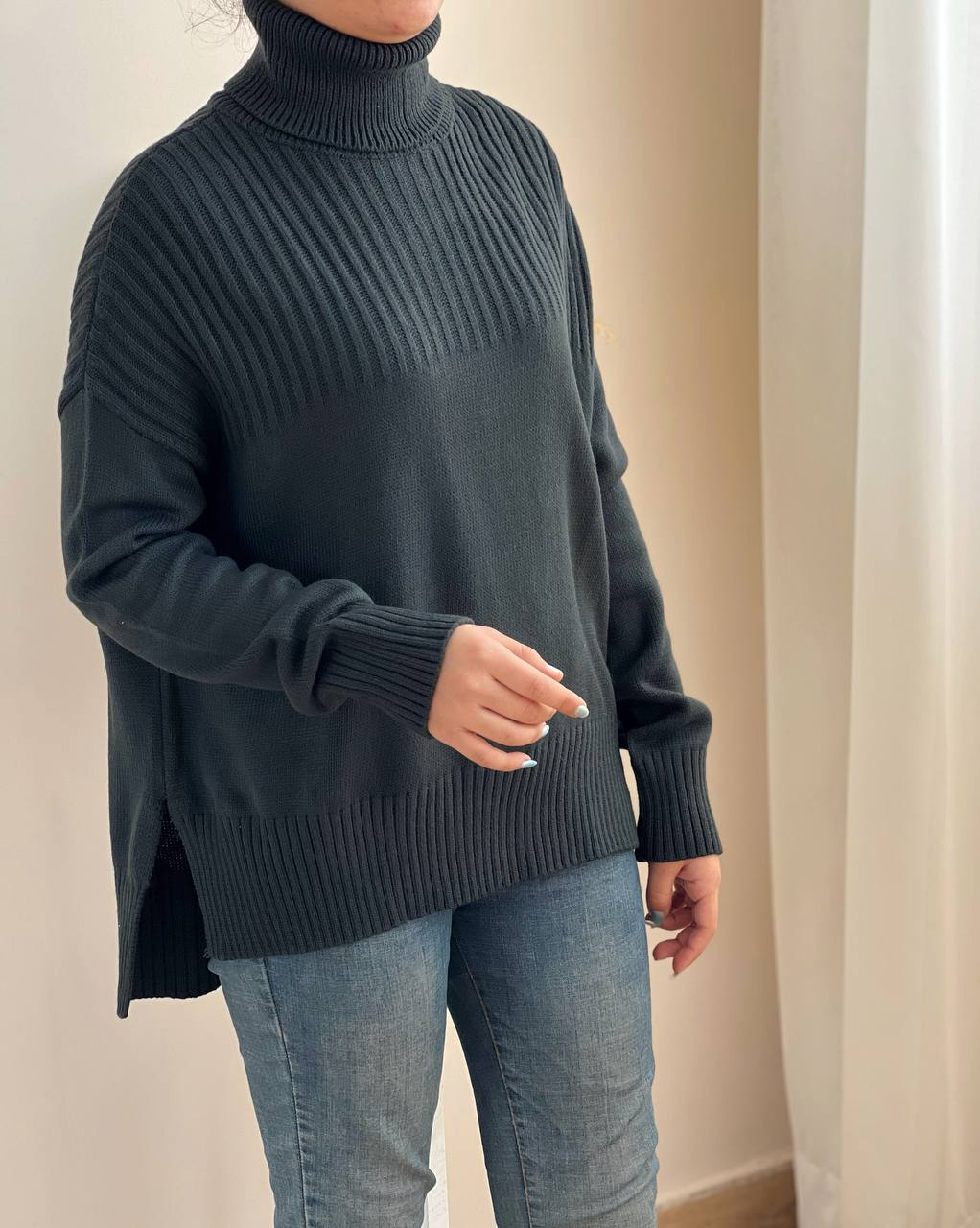 پلیور بافت یقه اسکی قواره ازاد کد 2265