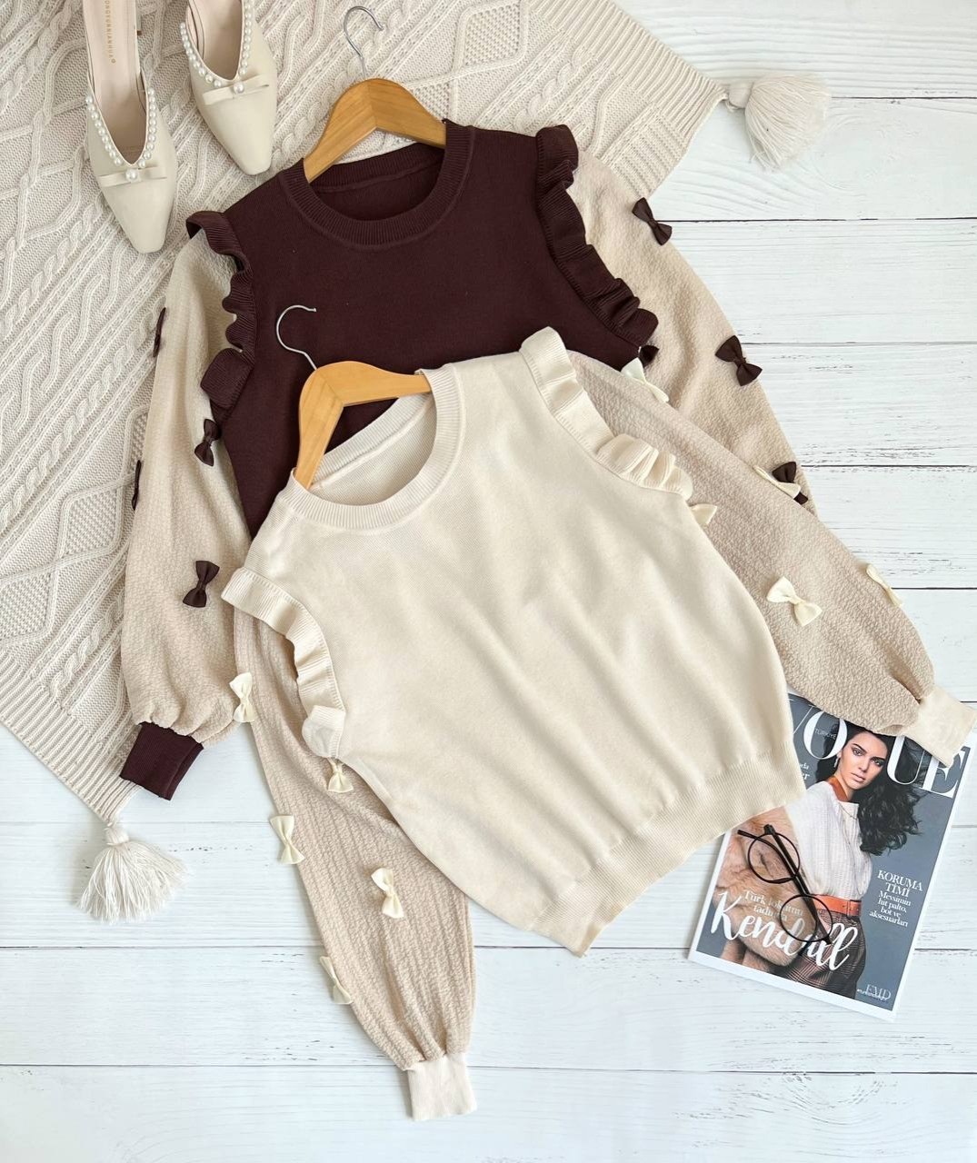 پلیور بافت آستین پاپیون اوردر کد 2270